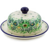 Polish Pottery Dish with Cover 6&quot; Green Wreath UNIKAT
