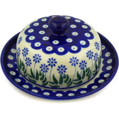 Polish Pottery Dish with Cover 6&quot; Springing Calendulas