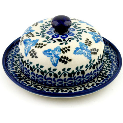 Polish Pottery Dish with Cover 6&quot; Tuscan Vines