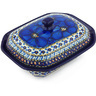 Polish Pottery Dish with Cover 7&quot; Cobalt Poppies UNIKAT