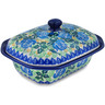 Polish Pottery Dish with Cover 7&quot; English Rose UNIKAT