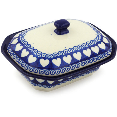 Polish Pottery Dish with Cover 7&quot; Light Hearted