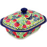 Polish Pottery Dish with Cover 7&quot; Raven&#039;s Red Berries UNIKAT
