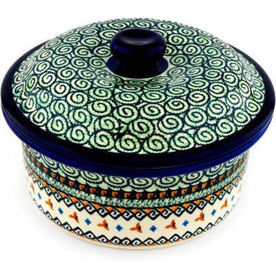 Polish Pottery Dish with Cover 8&quot; Albuquerque UNIKAT