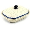 Polish Pottery Dish with Cover 8&quot; Blue Polka Dot