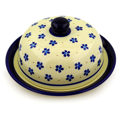 Polish Pottery Dish with Cover 8&quot; Daisy Field