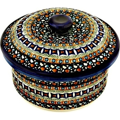 Polish Pottery Dish with Cover 8&quot; Rodeo Drive UNIKAT