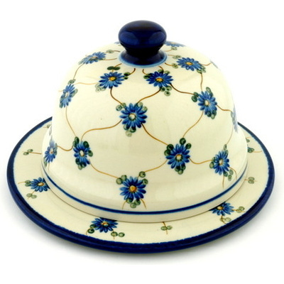 Polish Pottery Dish with Cover 9&quot; Aster Trellis
