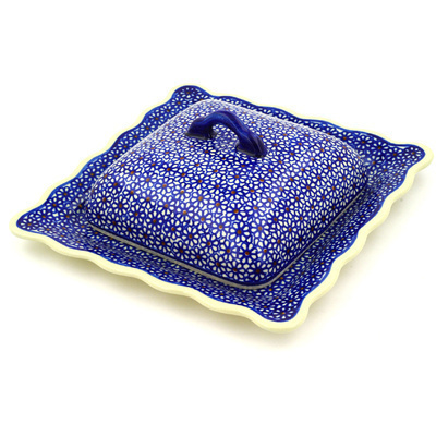 Polish Pottery Dish with Cover 9" Daisy Dreams