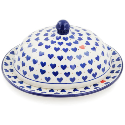 Polish Pottery Dish with Cover 9&quot; Heart Of Hearts