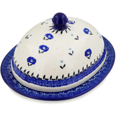 Polish Pottery Dish with Cover 9&quot; Poppies In The Snow