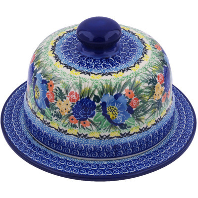 Polish Pottery Dish with Cover 9&quot; Summer Garden UNIKAT