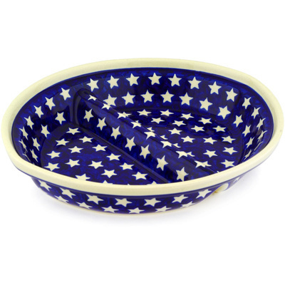 Polish Pottery Divided Dish 10&quot; America The Beautiful