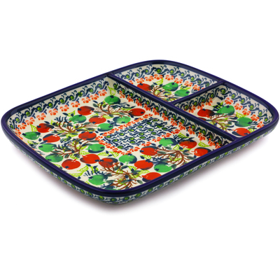 Polish Pottery Divided Dish 10" Apple Orchard
