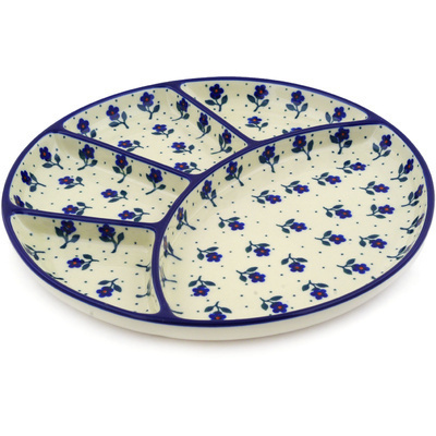 Polish Pottery Divided Dish 10&quot; Auntie Em Sapphire