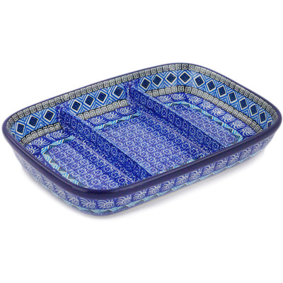 Polish Pottery Divided Dish 10&quot; Aztec Sky