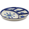 Polish Pottery Divided Dish 10&quot; Blue Poppies