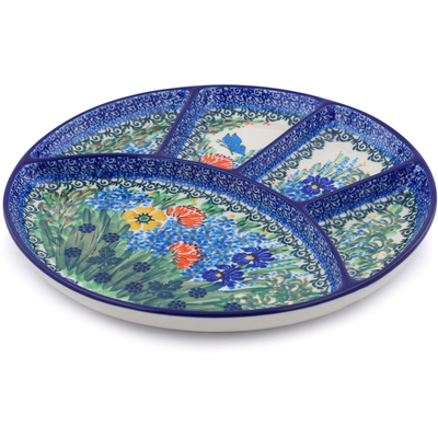 Polish Pottery Divided Dish 10&quot; Butterfly Delight UNIKAT
