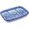 Polish Pottery Divided Dish 10&quot; Deep Winter UNIKAT