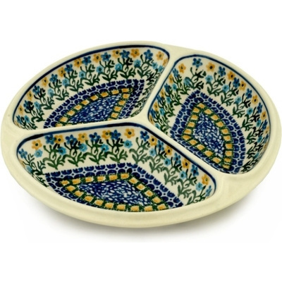 Polish Pottery Divided Dish 10&quot; Field Of Wildflowers