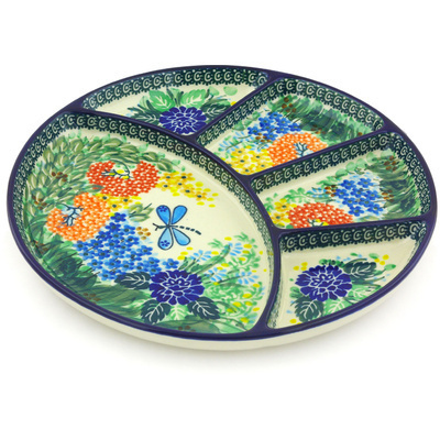 Polish Pottery Divided Dish 10&quot; Garden Delight UNIKAT