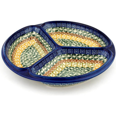 Polish Pottery Divided Dish 10&quot; Grecian Sea