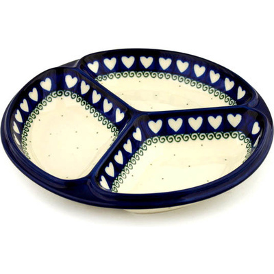 Polish Pottery Divided Dish 10&quot; Light Hearted