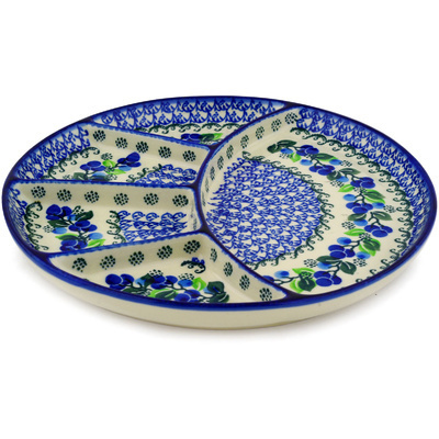Polish Pottery Divided Dish 10&quot; Limeberry