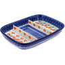 Polish Pottery Divided Dish 10&quot; Peach Spring Daisy