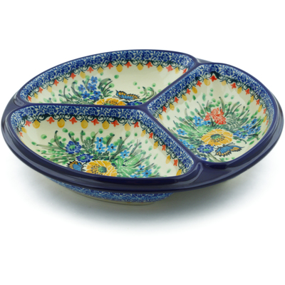Polish Pottery Divided Dish 10" Sipping Nectar UNIKAT