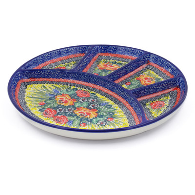 Polish Pottery Divided Dish 10&quot; Splendid Morning Glow UNIKAT