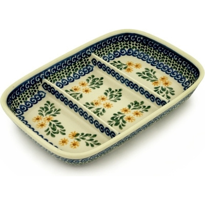 Polish Pottery Divided Dish 10&quot; Summer Day