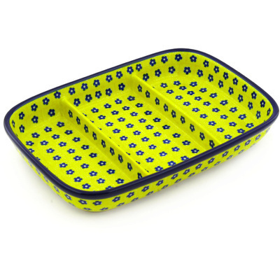 Polish Pottery Divided Dish 10&quot; Sunshine