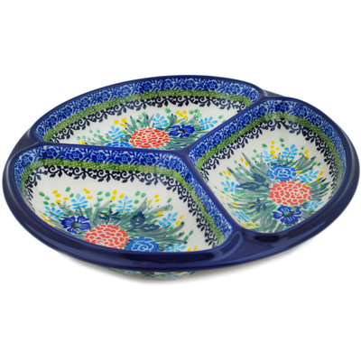 Polish Pottery Divided Dish 10&quot; Trio Of Beauty UNIKAT