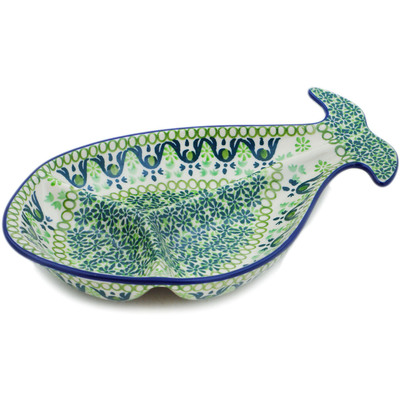Polish Pottery Divided Dish 10&quot; Very Verde
