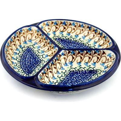 Polish Pottery Divided Dish 10&quot; Woodland Lace