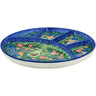 Polish Pottery Divided Dish 10&quot; Yellow Butterfly Pond UNIKAT