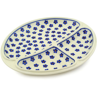 Polish Pottery Divided Dish 11&quot; Daisy Dots