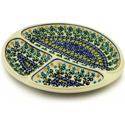 Polish Pottery Divided Dish 11&quot; Field Of Wildflowers