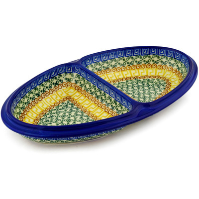 Polish Pottery Divided Dish 11&quot; Grecian Sea