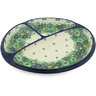 Polish Pottery Divided Dish 11&quot; Green Wreath UNIKAT