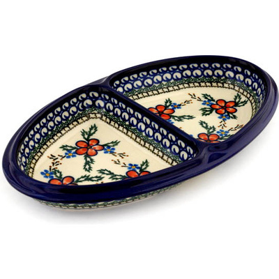 Polish Pottery Divided Dish 11&quot; Lancaster Rose