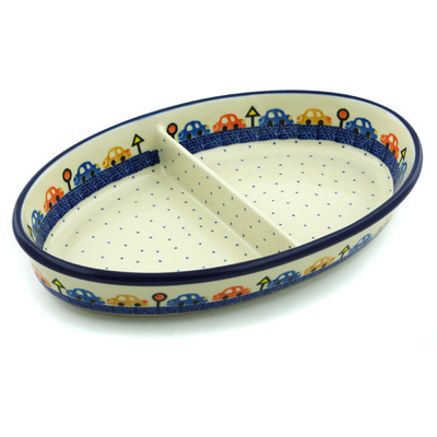Polish Pottery Divided Dish 11&quot; Stop N Gotraffic