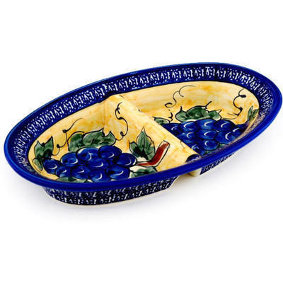Polish Pottery Divided Dish 11&quot; Tuscan Grapes