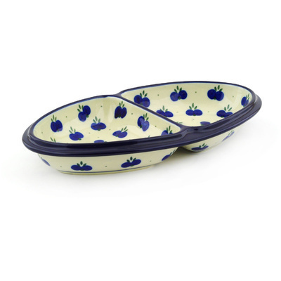 Polish Pottery Divided Dish 11" Wild Blueberry