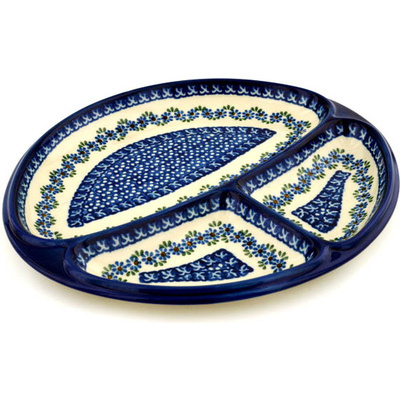Polish Pottery Divided Dish 11&quot; Wildflower Garland