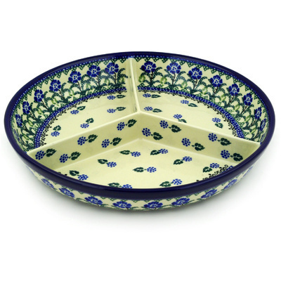 Polish Pottery Divided Dish 12&quot; Blackberry Blooms