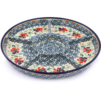 Polish Pottery Divided Dish 12&quot; Nightingale Flower