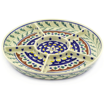 Polish Pottery Divided Dish 12&quot; Pine Boughs