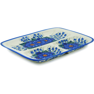 Polish Pottery Divided Dish 12&quot; Poppy Punches